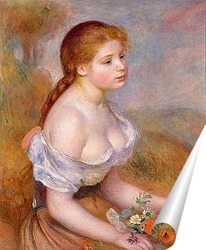   Постер Молодая девушка с ромашками