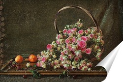   Постер Корзина роз и фрукты