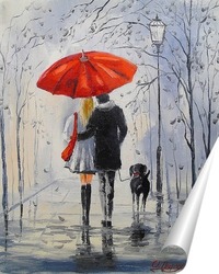   Постер Прогулка под дождем