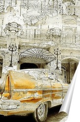   Постер Желтый ретро автомобиль