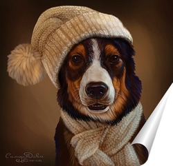   Постер Собака в шапке
