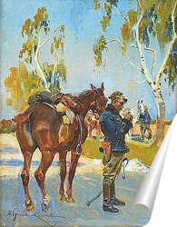   Постер Солдат с лошадью, 1922