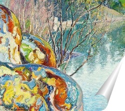   Постер Весенний пляж с ивой