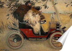   Постер Рамон Касас и Пере Ромеу в автомобиле 
