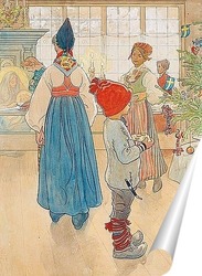  Новогодний натюрморт с ветками голубой ели и новогодними шариками