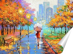   Постер Вечерний дождливый парк