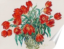   Постер Красные тюльпаны в вазе