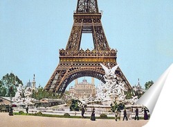   Постер Эйфелева башня и фонтан 