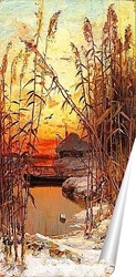   Постер Зимний Пейзаж с Тростниками