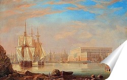   Постер Вид на пристань и Стокгольмский королевский дворец