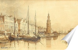   Постер Амстердам. Башня Монталбан. 1870