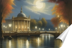   Постер Городской пейзаж с ротондой. Осень. 