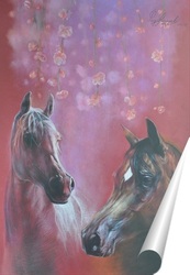   Постер два коня
