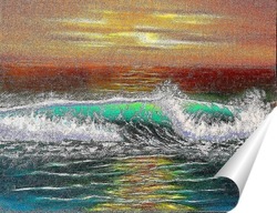   Постер Картина маслом. Закат на море. Холст 50х60.