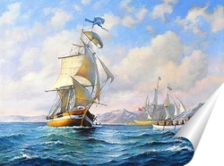   Постер Парусники в море