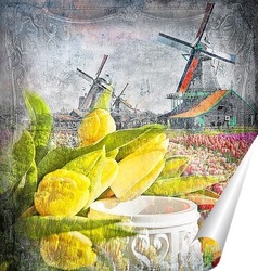   Постер Тюльпаны и мельницы