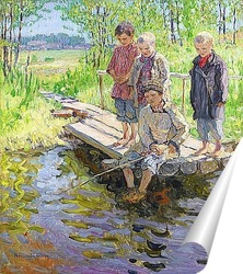   Постер Мальчишки на рыбалке 