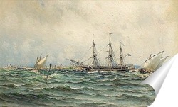  Французский фрегат у берегов французской Ривьеры