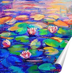   Постер Вечер на пруду с лилиями