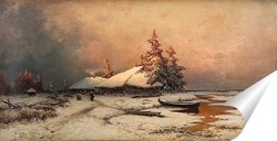  Вечерний пейзаж с крестьянскими домами