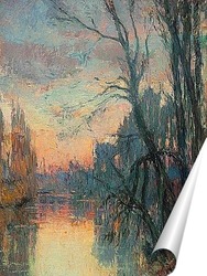   Постер Закат на реке.