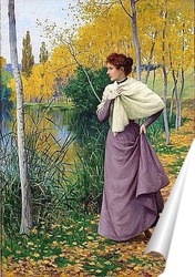   Постер Осень на берегу озера  
