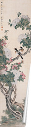   Постер Цветущее дерево с двумя птицами