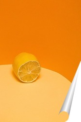   Постер Лимон на оранжевом фоне