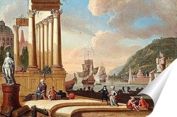   Постер Восточный порт с купцами