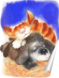   Постер Пёс и кот