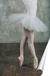   Постер Балерина в белой пачке и пуантах. 