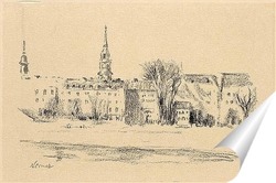  Церковь и Королевский замок, Старый город, Дрезден, Саксония, Германия.1890-1900 гг