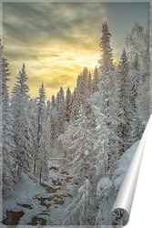   Постер Зимний пейзаж на печёрском водопаде