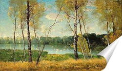   Постер Жан-Жак Руссо Озеро в Эрменонвиль