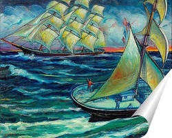   Постер Парусники в море 
