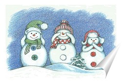   Постер Три мудрых снеговичка