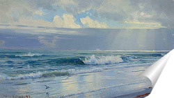   Постер Волны вдоль берега моря (штат Род-Айленд)