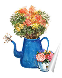   Постер Букет цветов в чайнике, милый букет