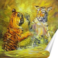   Постер Тигрята принимают ванну
