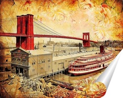   Постер Бруклинский мост. Ретро