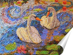   Постер Лебеди на пруду