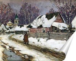   Постер Зима в деревне