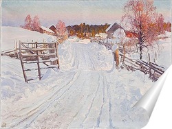   Постер Проселочная дорога в зиму