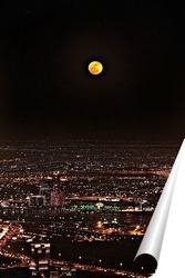   Постер Полнолуние, ночьной Дубай вид с самого высокого здания в мире Бурдж-Халифа