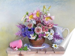   Постер Букет красивых садовых цветов