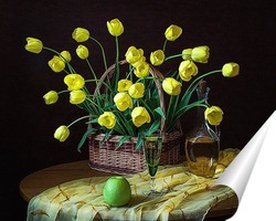  Натюрморт с букетом цветов на чайном столике