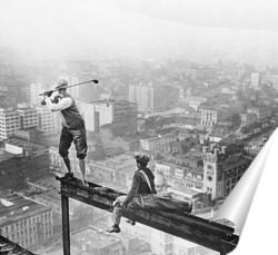   Постер Игрок в гольф на балке  