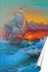   Постер Картина "Парусник на море"
