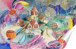   Постер Рождественский поселок