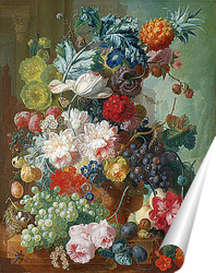  Постер Натюрморт.Цветы и фрукты.